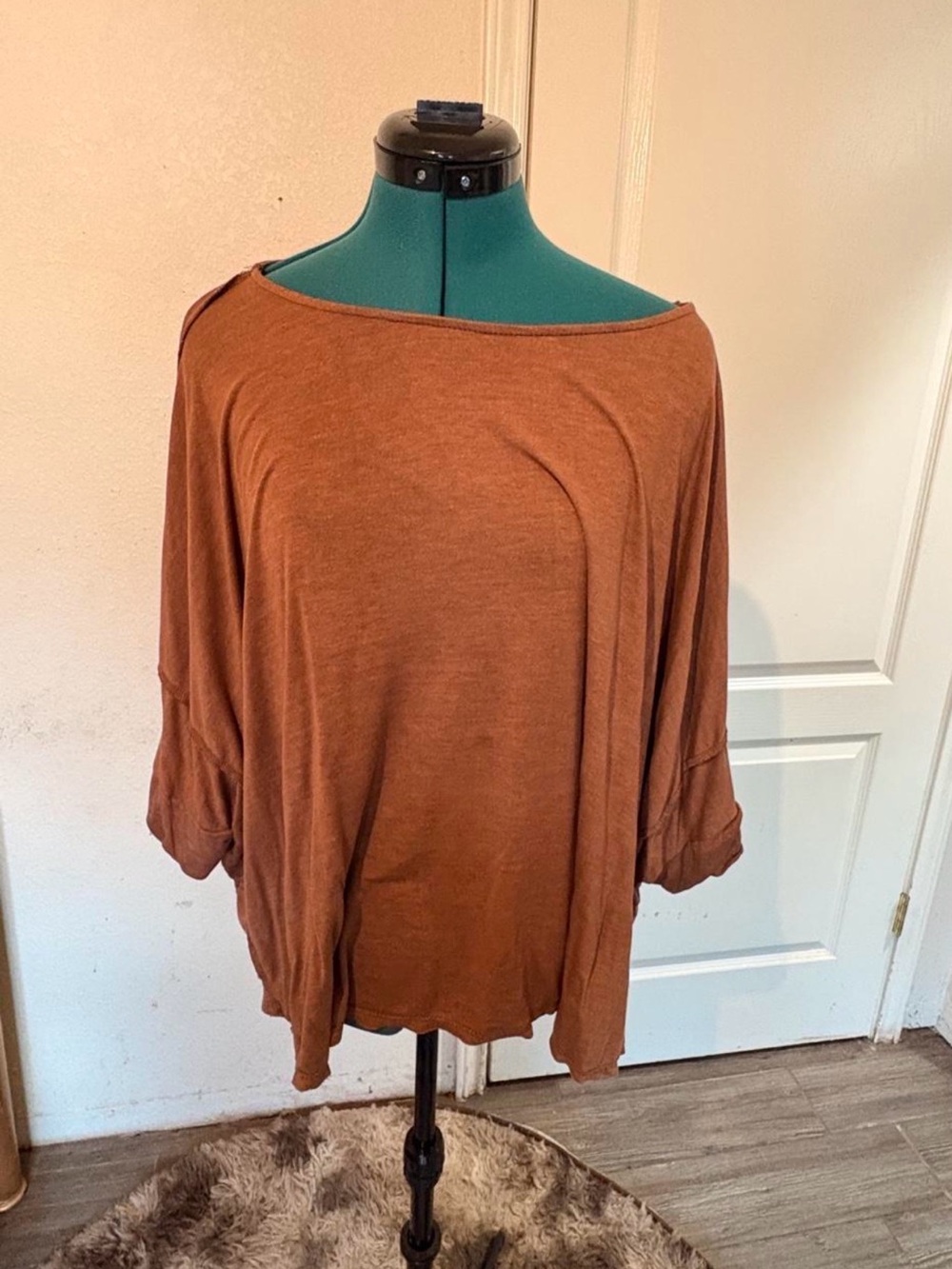 Blue Buttercup- Relaxed Rust Boatneck Women’s Sweater